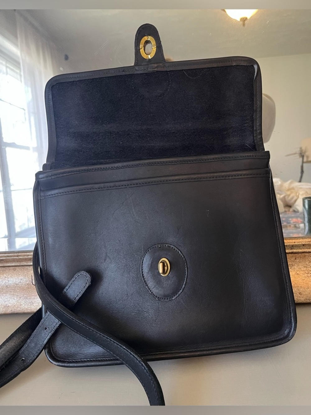 Coach Black Leather Top-Handle Satchel with Gold Hardware - Picture 6 of 10
